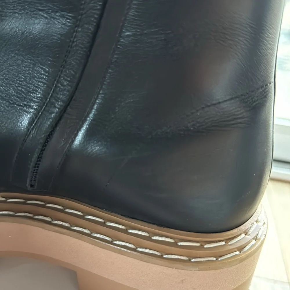 Proenza Schouler Black Leather Platform Lug Sole Ankle Boots 39